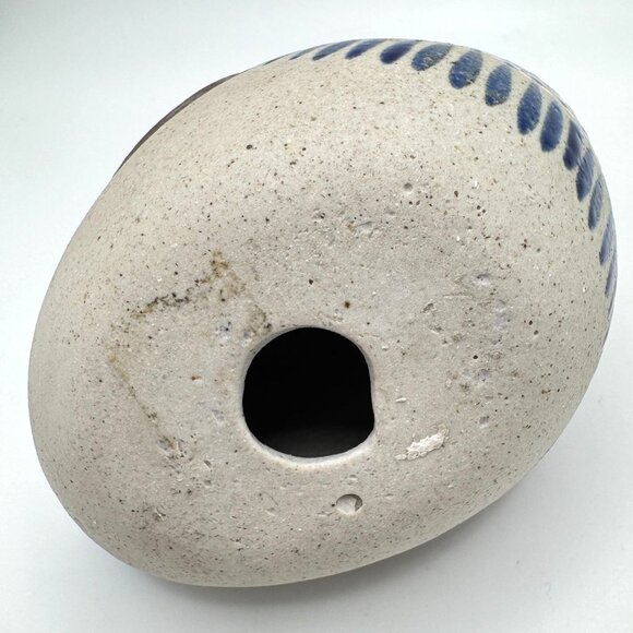 Tonala Mexican Folk Art Pottery Duck Figurine Signed Hand-Painted Blue Brown Vtg - Picture 5 of 7